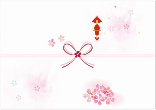 小さなかわいい桜の花をイラストで散らした のし紙 無料ダウンロード かわいい 雛形 テンプレート素材