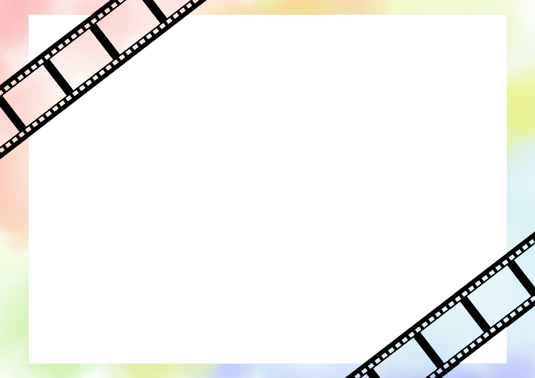虹色の映画フィルムのフレーム 無料ダウンロード かわいい 雛形 テンプレート素材