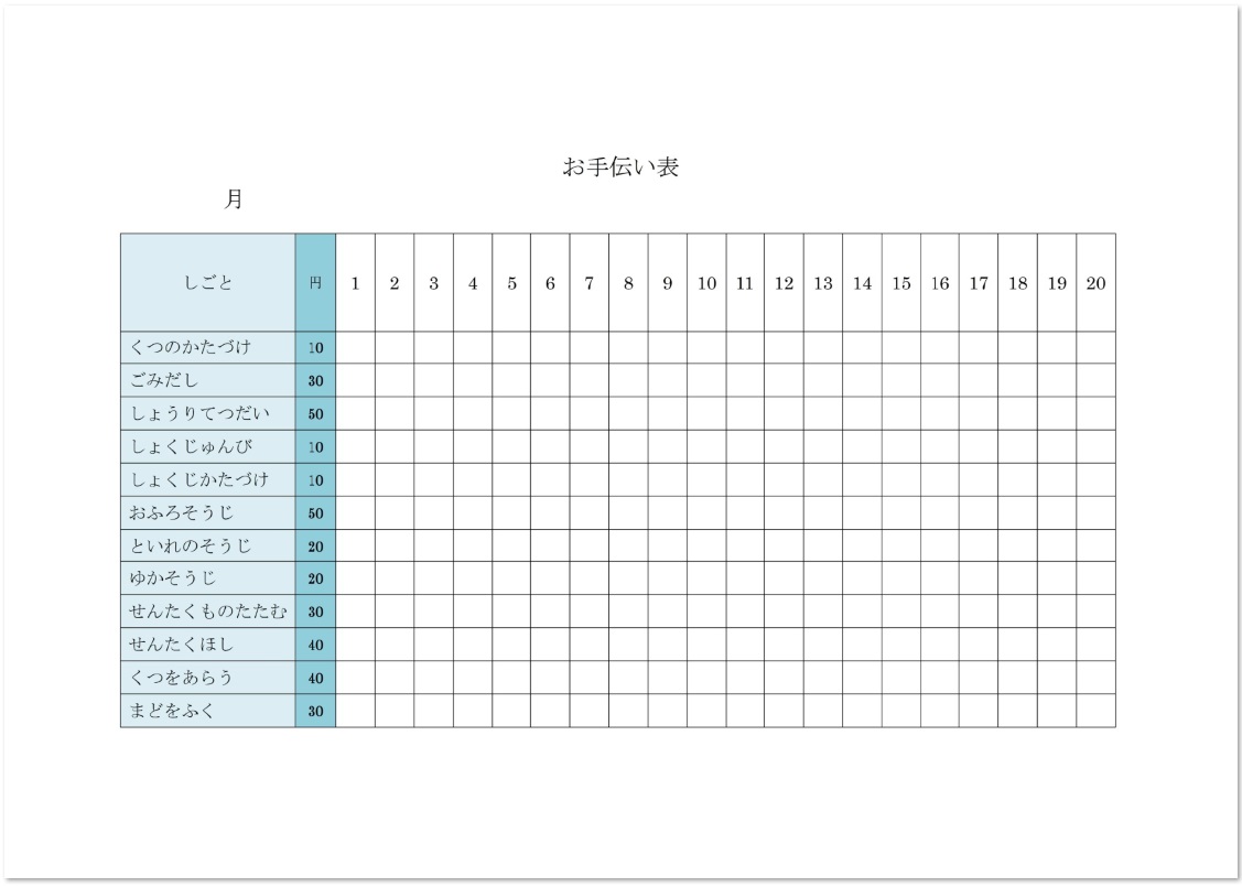 印刷可能無料 お手伝いカード テンプレート ここから印刷してダウンロード