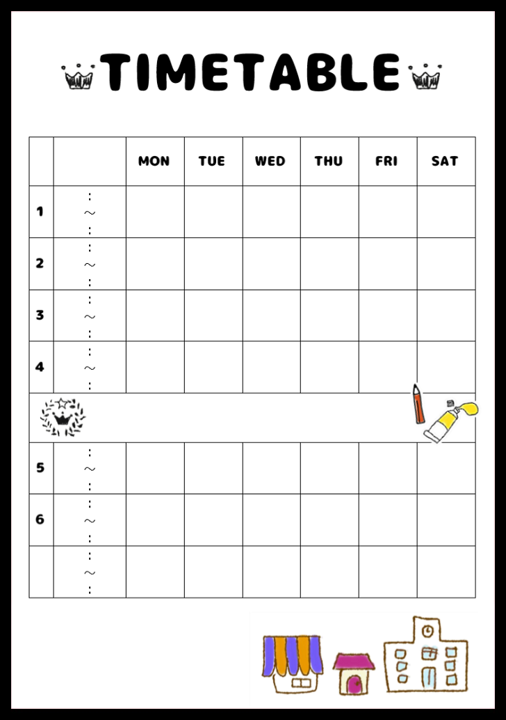 学校 塾などのお知らせプリントとしても 時間割表 無料ダウンロード かわいい 雛形 テンプレート素材 無料ダウンロード かわいい 雛形 テンプレート素材