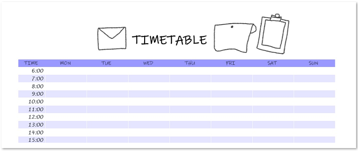 1日 1週間のタイムテーブル Word Excel Pdf 無料