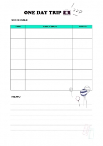 簡単 旅行の日程表 旅程表 Excel Word Pdf A4 無料ダウンロード かわいい 雛形 テンプレート素材
