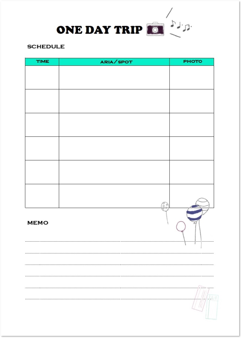 簡単 旅行の日程表 旅程表 Excel Word Pdf 無料ダウンロード かわいい 雛形 テンプレート素材 無料ダウンロード かわいい 雛形 テンプレート素材